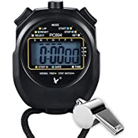 Paxcoo Sport Stoppuhr mit Edelstahl Pfeife